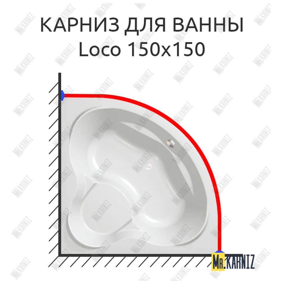 Карниз для ванны Kolpa-San Loco 150х150 Усиленный 25 мм MrKARNIZ