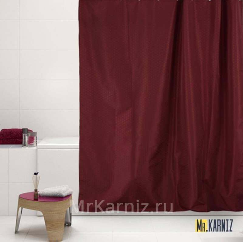 Штора для ванной Бордовая Штора для ванной Бордовая